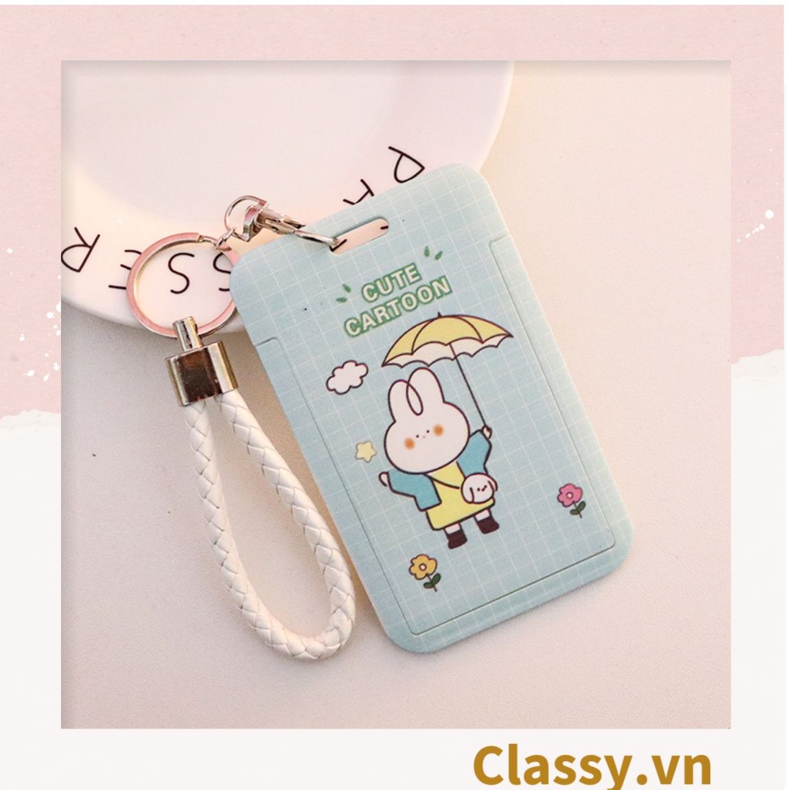 Thẻ đeo, móc khóa gắn hình 11x7cm, họa tiết hoạt hình đáng yêu, mang theo đi học đi làm tiện lợi PK1195