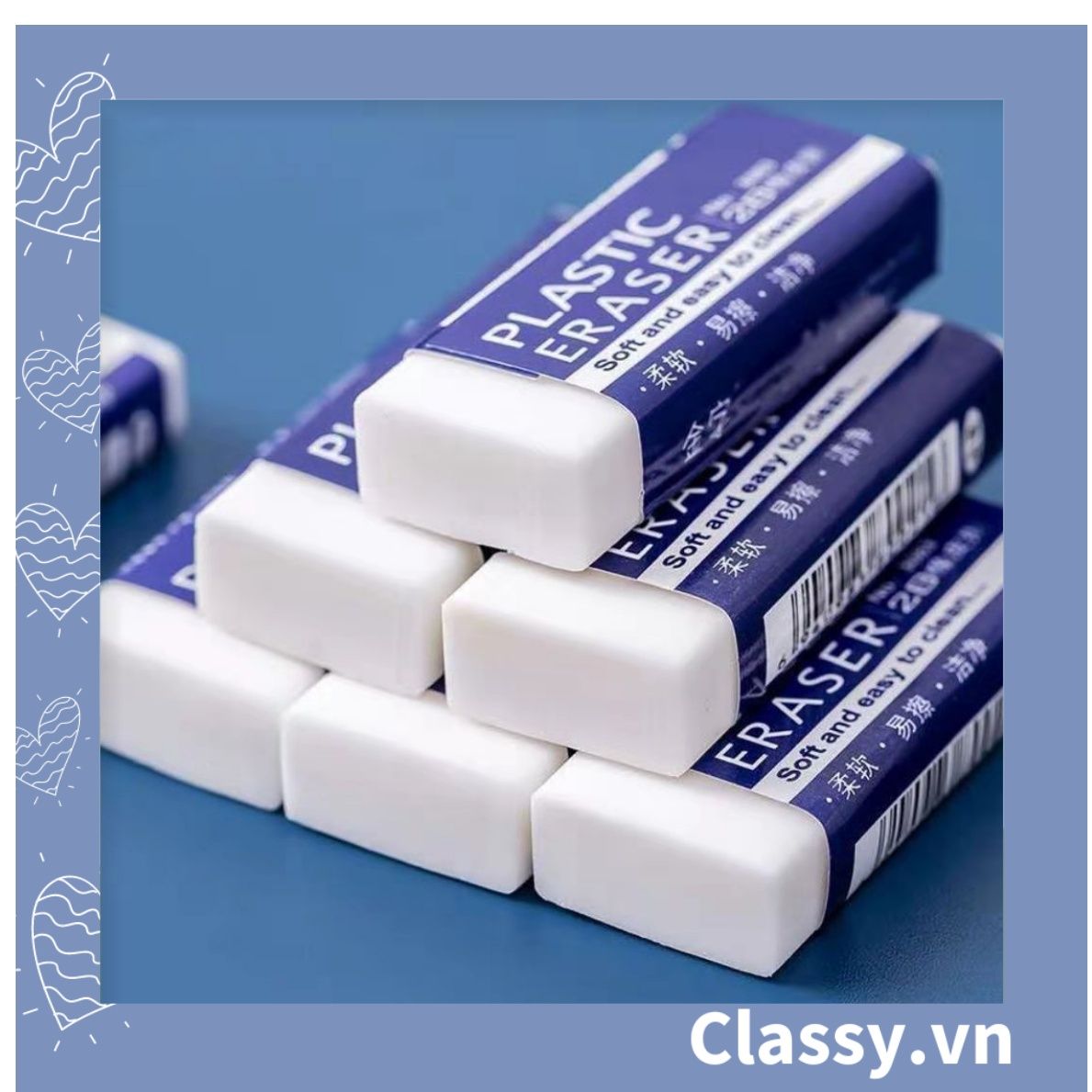 Gôm tẩy hình chữ nhật giúp tẩy sạch vết bút chì, không gây rách giấy PK1199