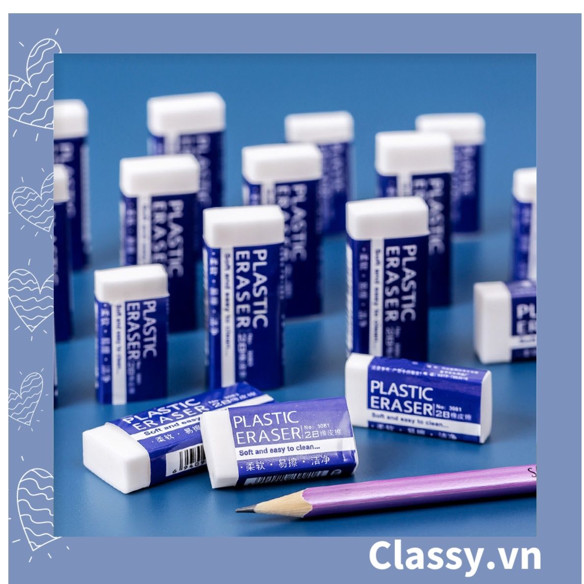 Gôm tẩy hình chữ nhật giúp tẩy sạch vết bút chì, không gây rách giấy PK1199