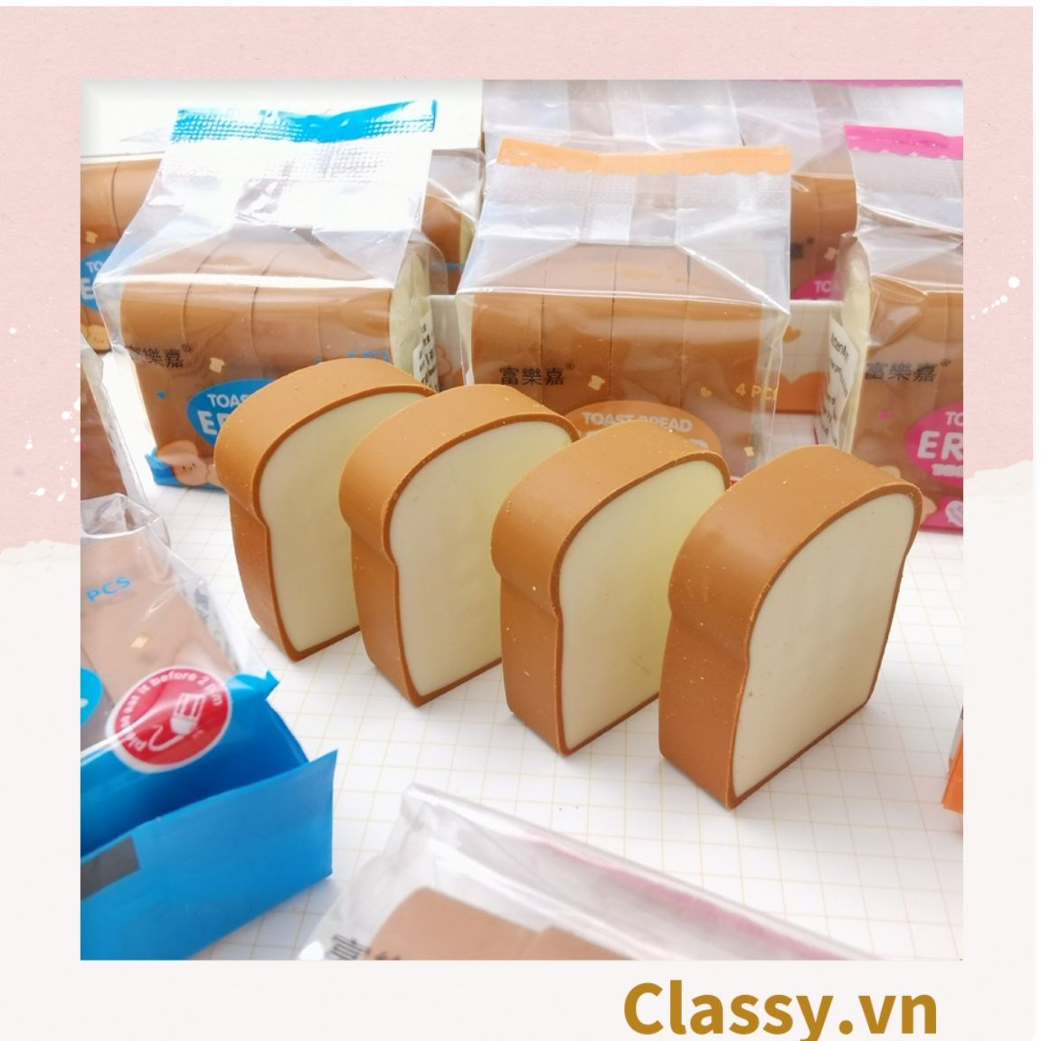Gôm tẩy hình bánh mì sandwich giúp tẩy sạch vết bút chì, không gây rách giấy PK1204