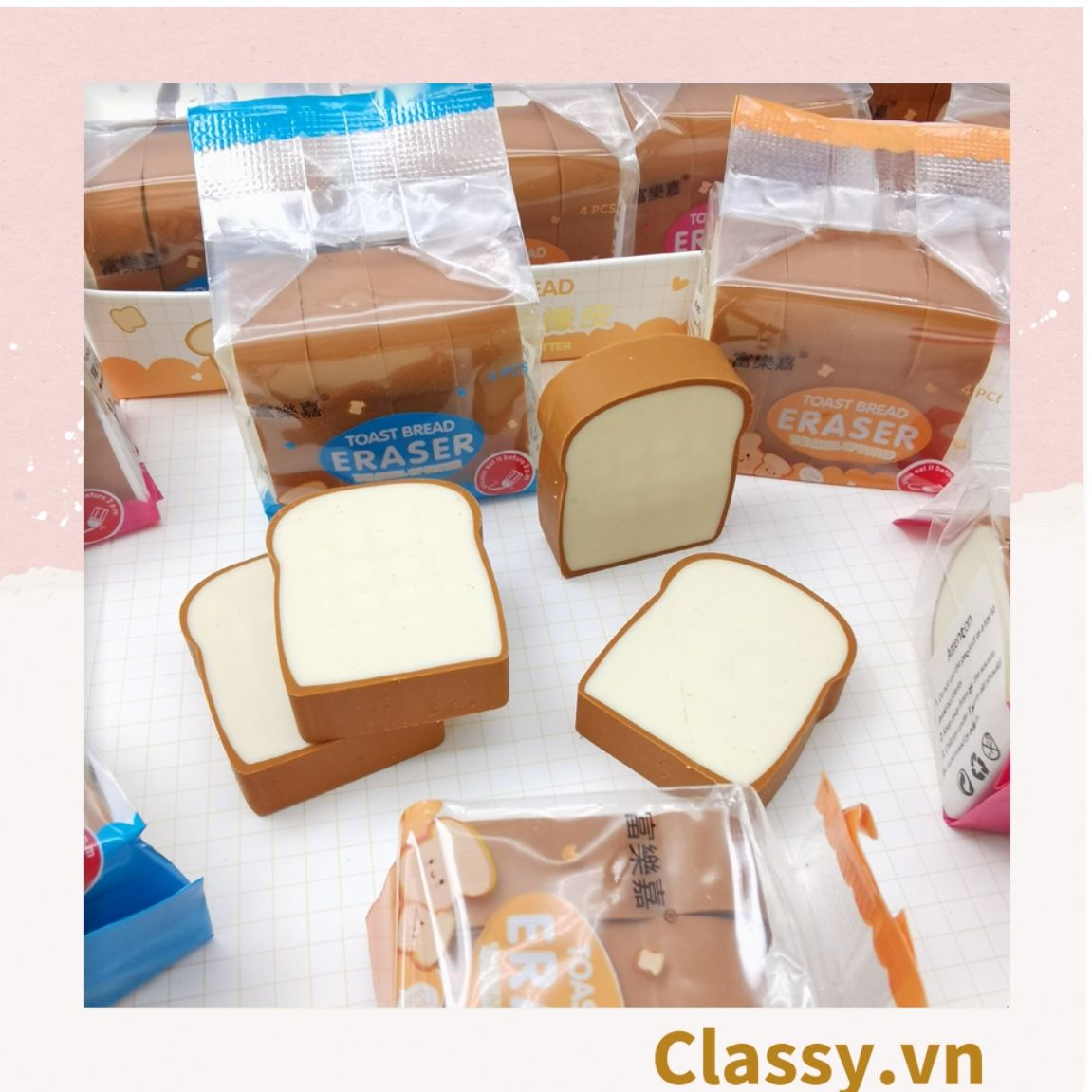 Gôm tẩy hình bánh mì sandwich giúp tẩy sạch vết bút chì, không gây rách giấy PK1204
