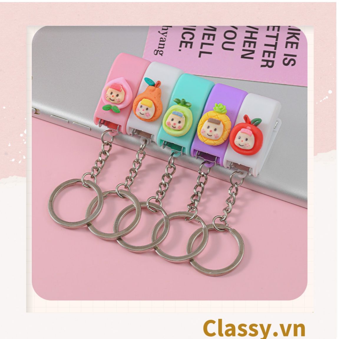 Bấm giấy dập ghim mini Classy đa năng cỡ nhỏ 3.9x1.6x2.7CM, nhiều màu đa dạng có thể dùng làm móc khóa PK1216