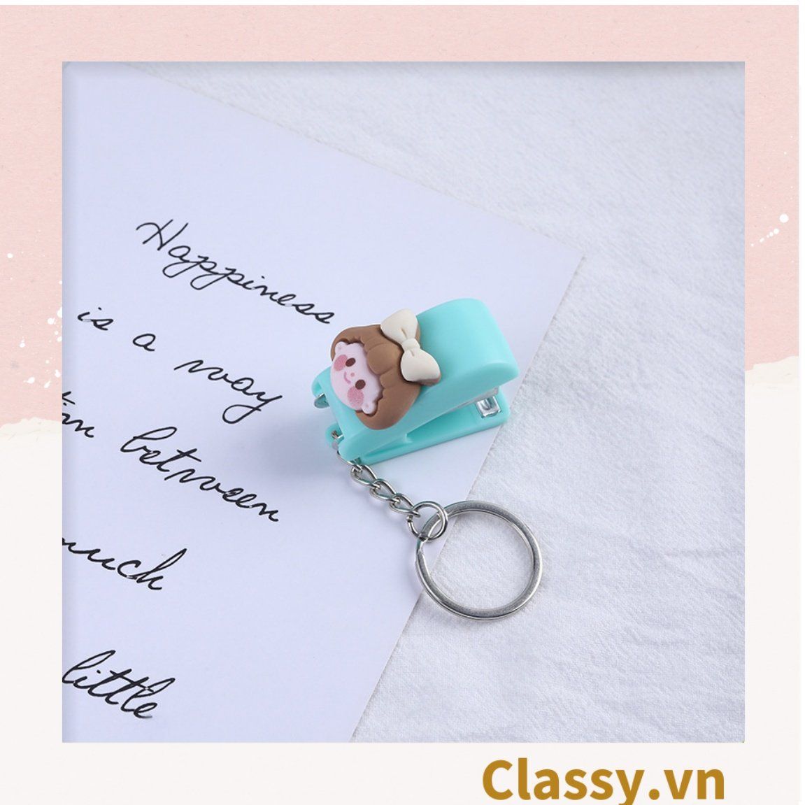 Bấm giấy dập ghim mini Classy đa năng cỡ nhỏ 3.9x1.6x2.7CM, nhiều màu đa dạng có thể dùng làm móc khóa PK1216