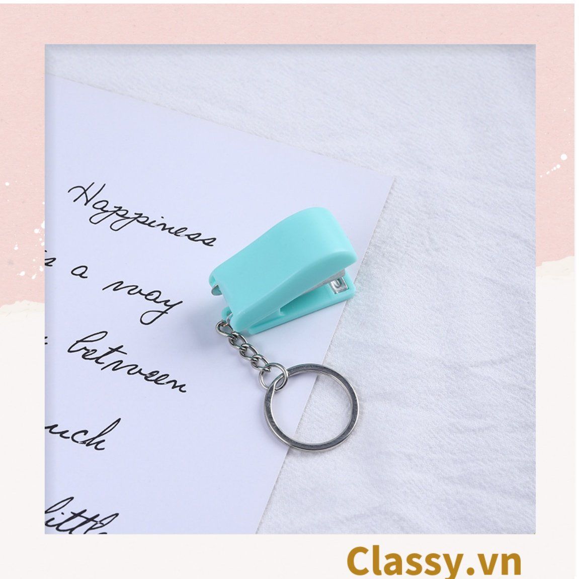 Bấm giấy dập ghim mini Classy đa năng cỡ nhỏ 3.9x1.6x2.7CM, nhiều màu đa dạng có thể dùng làm móc khóa PK1216