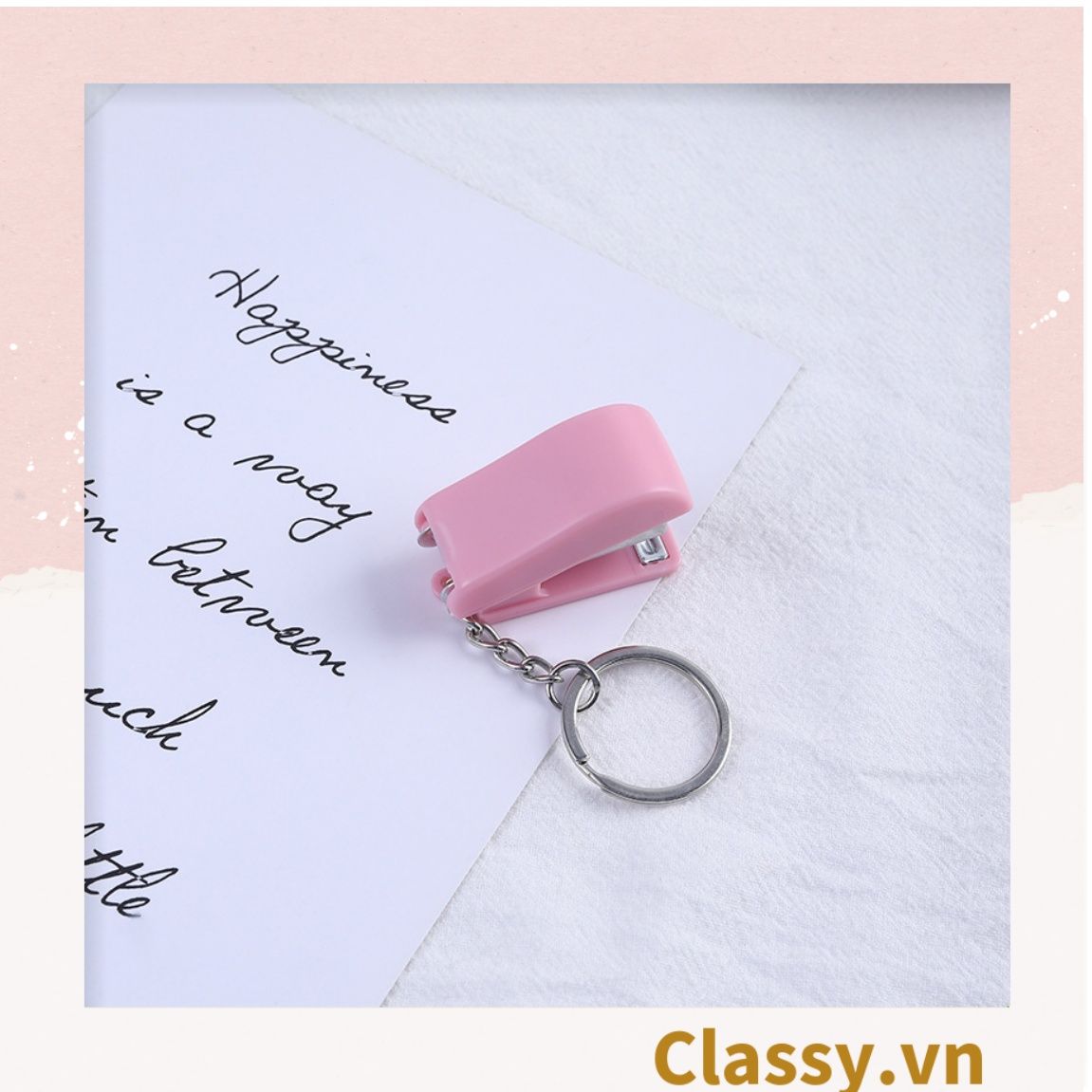 Bấm giấy dập ghim mini Classy đa năng cỡ nhỏ 3.9x1.6x2.7CM, nhiều màu đa dạng có thể dùng làm móc khóa PK1216