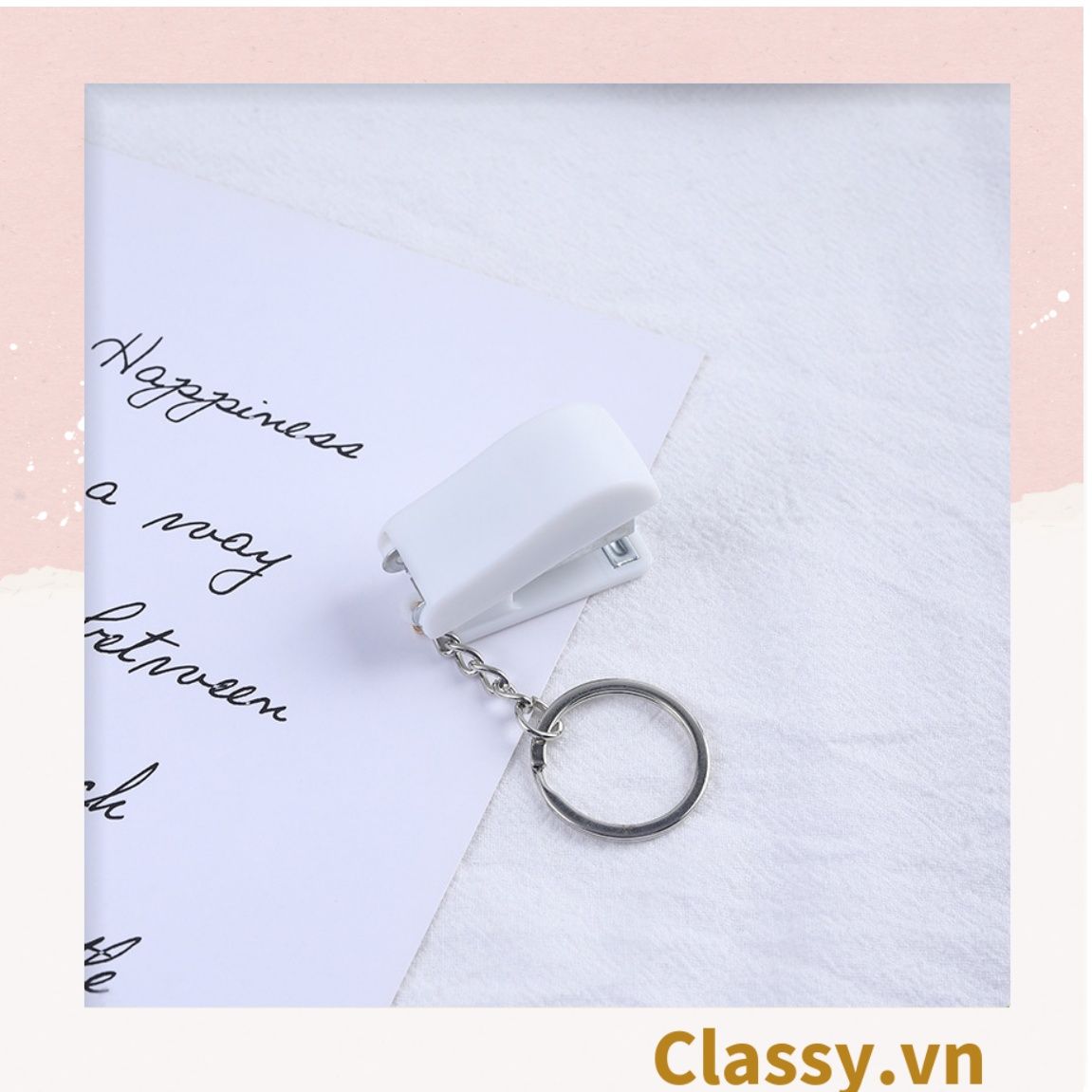 Bấm giấy dập ghim mini Classy đa năng cỡ nhỏ 3.9x1.6x2.7CM, nhiều màu đa dạng có thể dùng làm móc khóa PK1216