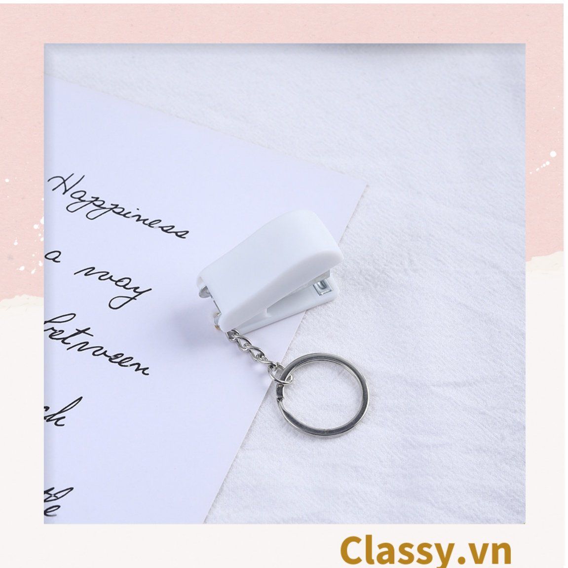 Bấm giấy dập ghim mini Classy đa năng cỡ nhỏ 3.9x1.6x2.7CM, nhiều màu đa dạng có thể dùng làm móc khóa PK1216