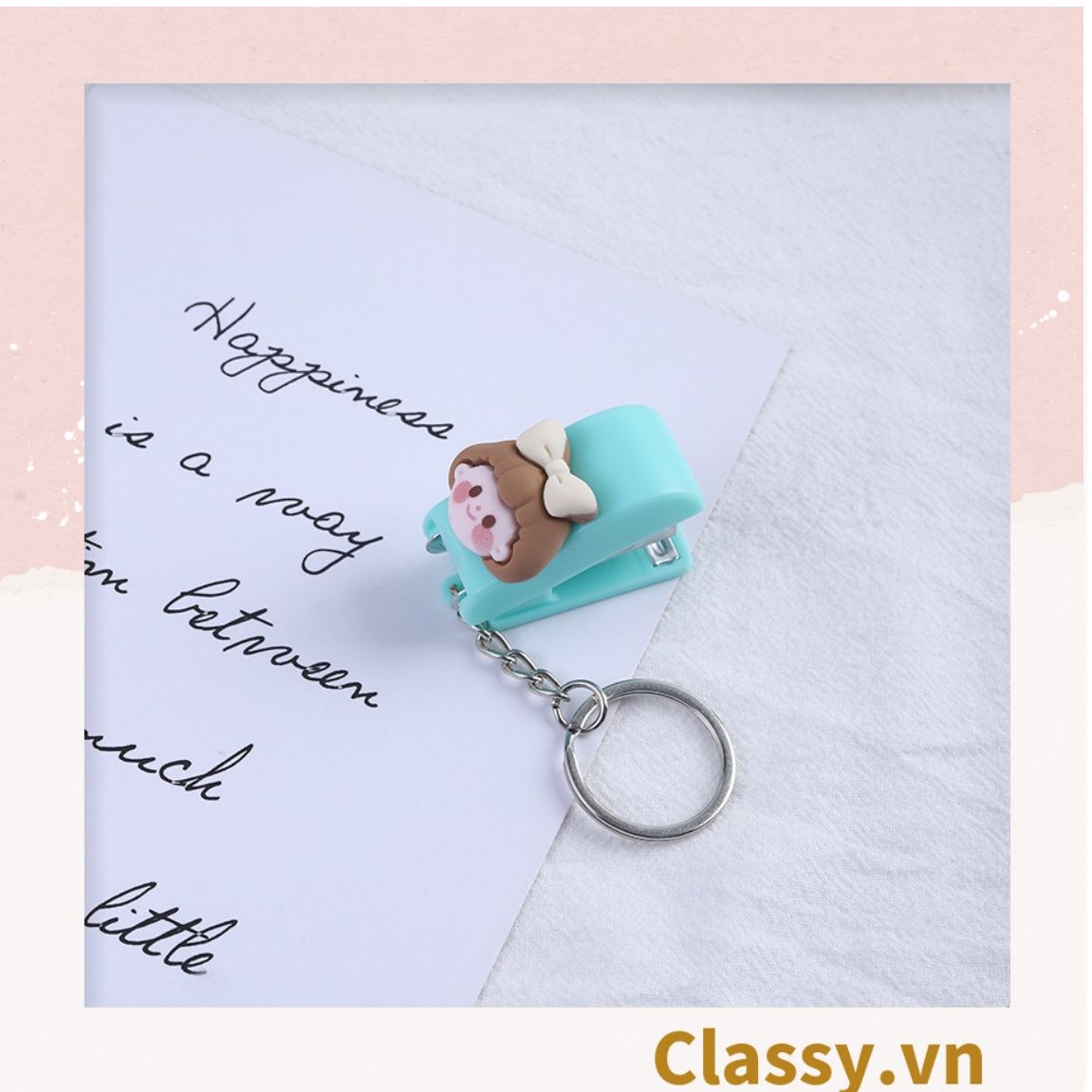Bấm giấy dập ghim mini Classy đa năng cỡ nhỏ 3.9x1.6x2.7CM, nhiều màu đa dạng có thể dùng làm móc khóa PK1216