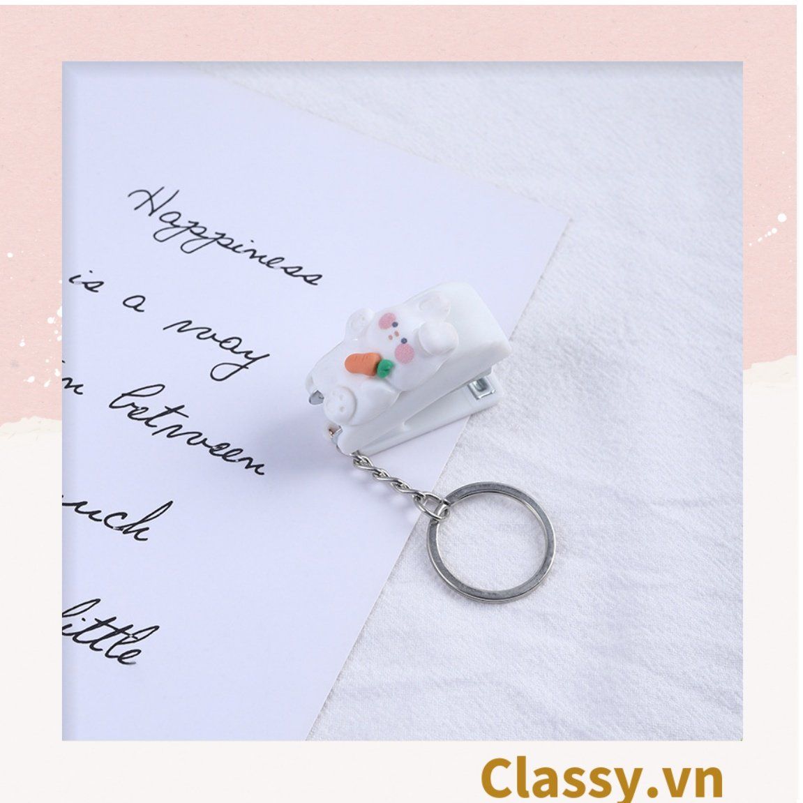 Bấm giấy dập ghim mini Classy đa năng cỡ nhỏ 3.9x1.6x2.7CM, nhiều màu đa dạng có thể dùng làm móc khóa PK1216