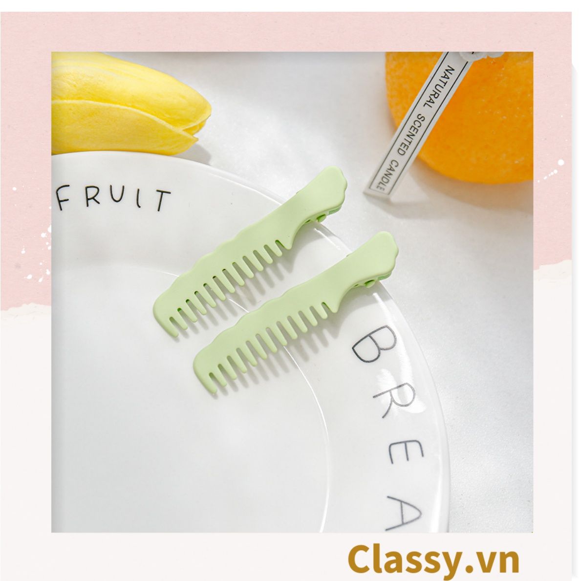 Kẹp tóc mái kiểu dáng chiếc lược, màu sắc pastel nhẹ nhàng dành cho nữ PK1218