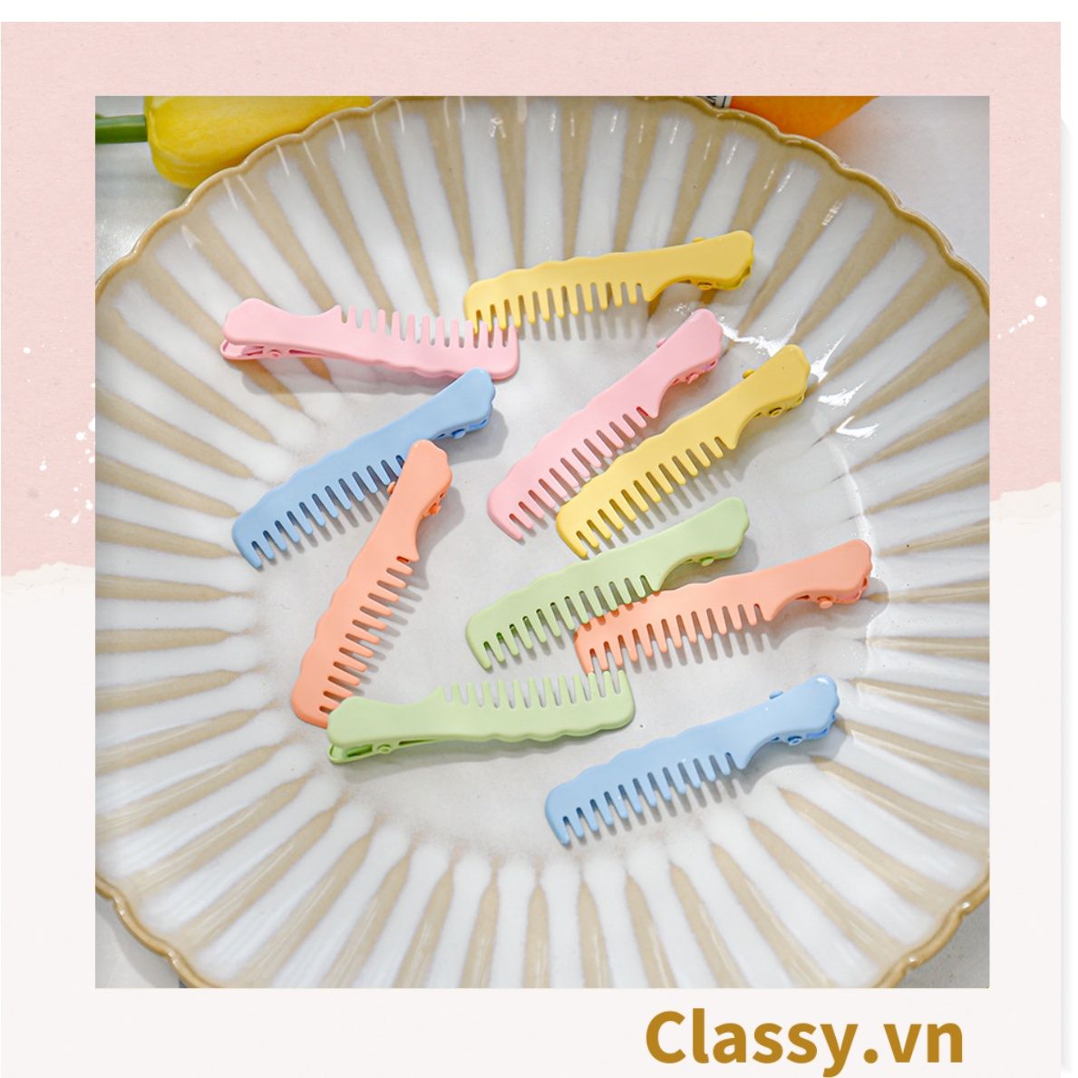 Kẹp tóc mái kiểu dáng chiếc lược, màu sắc pastel nhẹ nhàng dành cho nữ PK1218