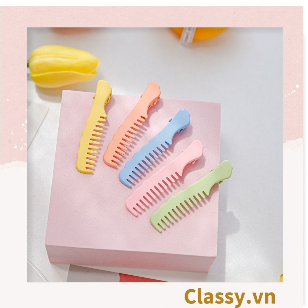 Kẹp tóc mái kiểu dáng chiếc lược, màu sắc pastel nhẹ nhàng dành cho nữ PK1218