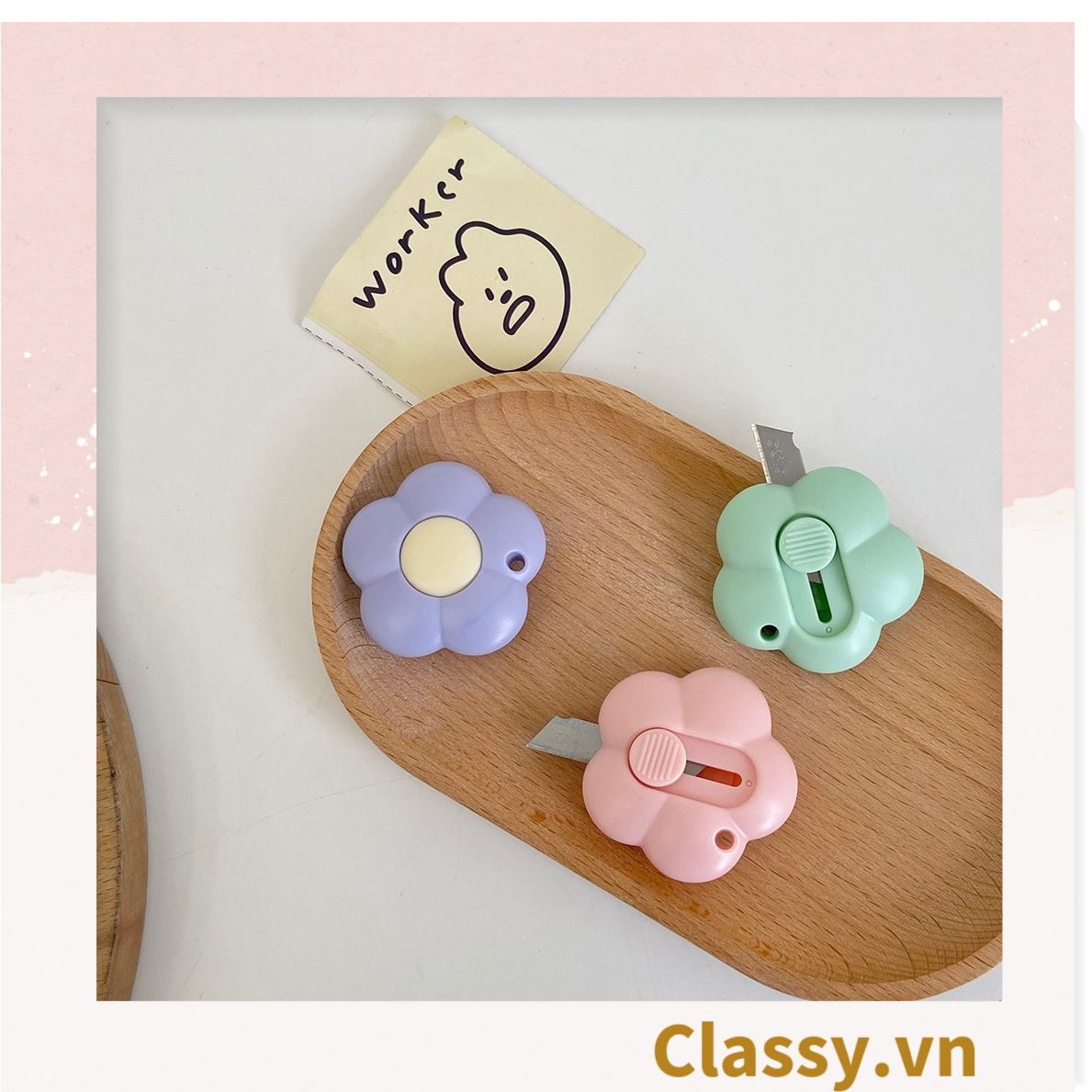 Dao rọc giấy nhỏ gọn 5CM, hình bông hoa, con cún đáng yêu PK1227
