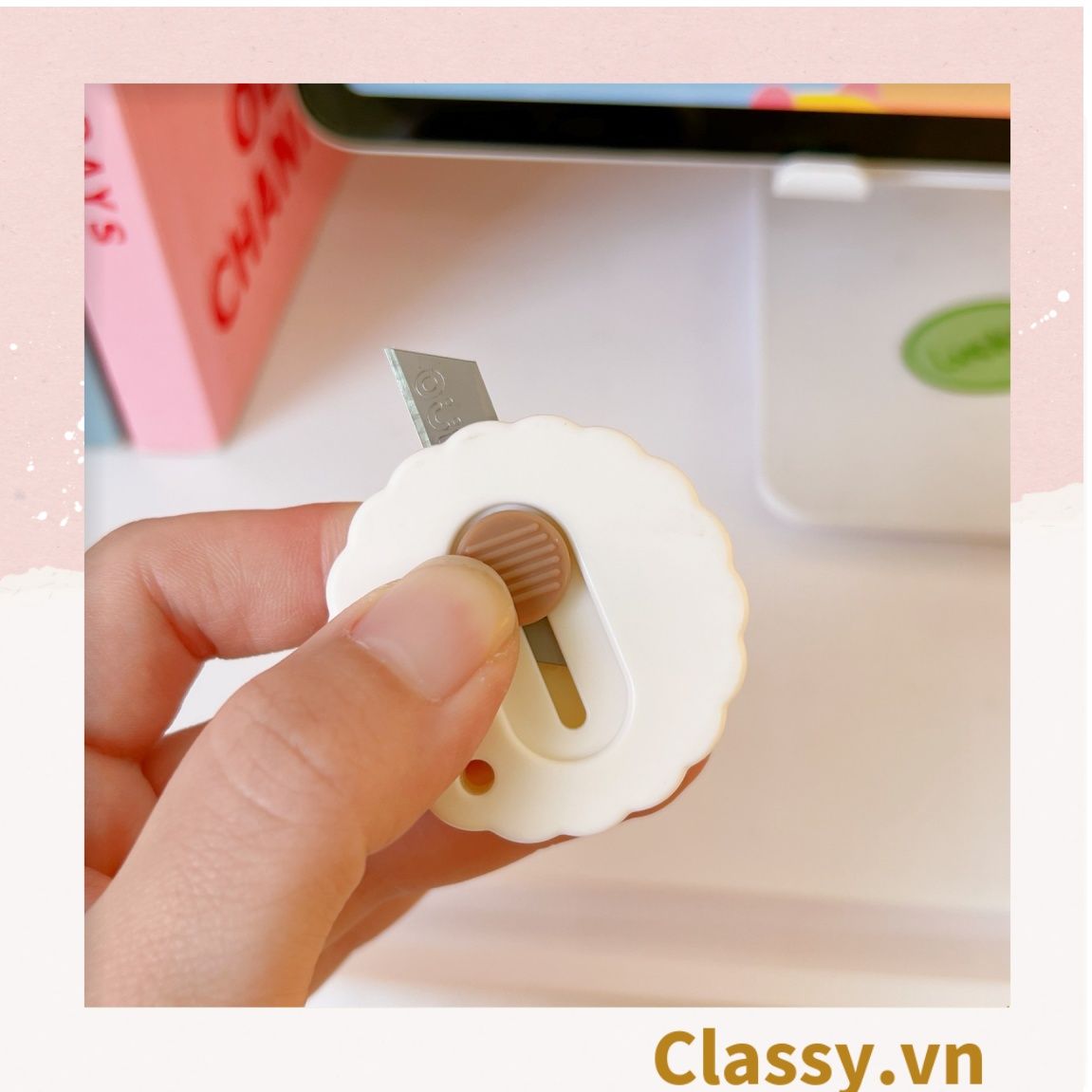 Dao rọc giấy nhỏ gọn 5CM, hình bông hoa, con cún đáng yêu PK1227