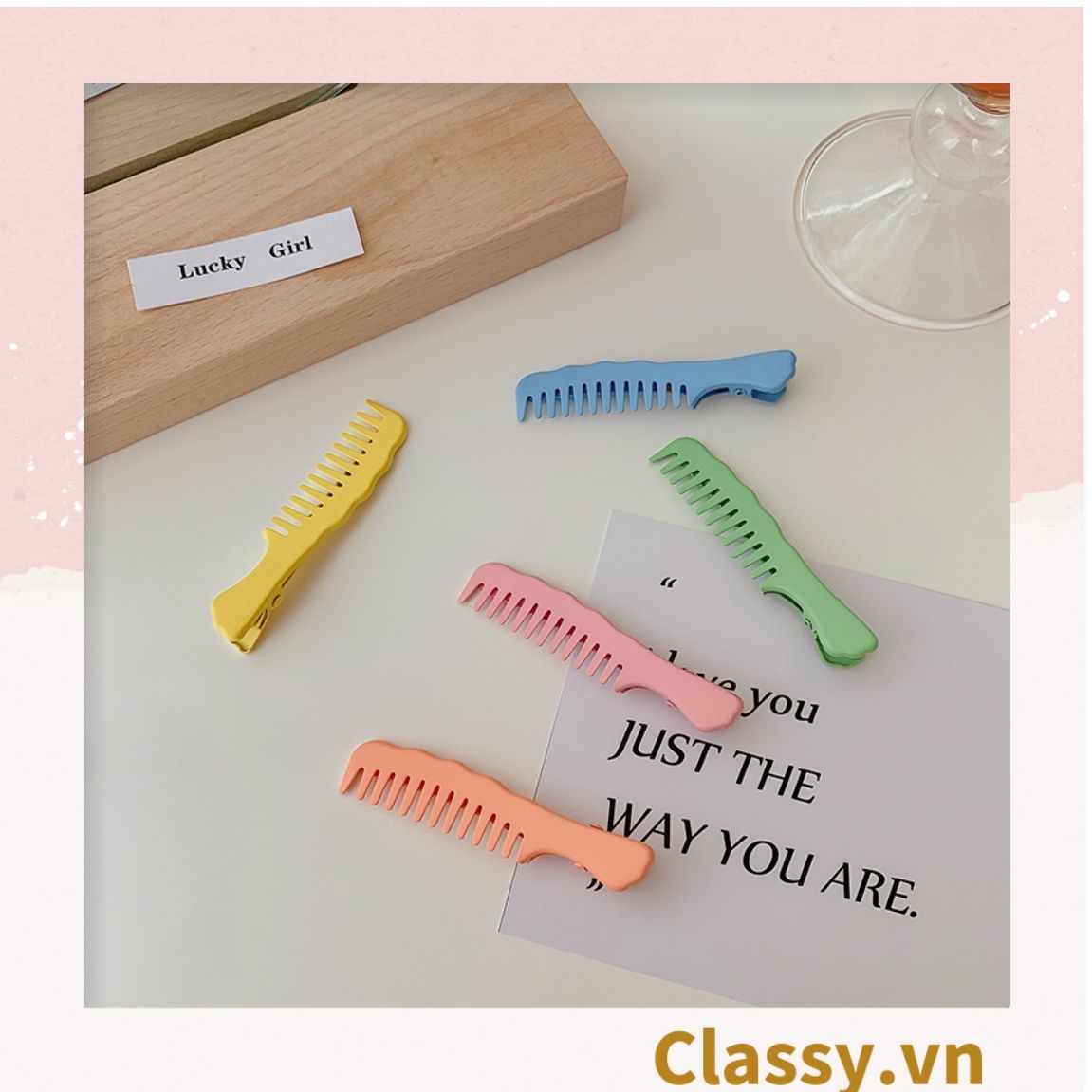 Kẹp tóc mái kiểu dáng chiếc lược, màu sắc pastel nhẹ nhàng dành cho nữ PK1218