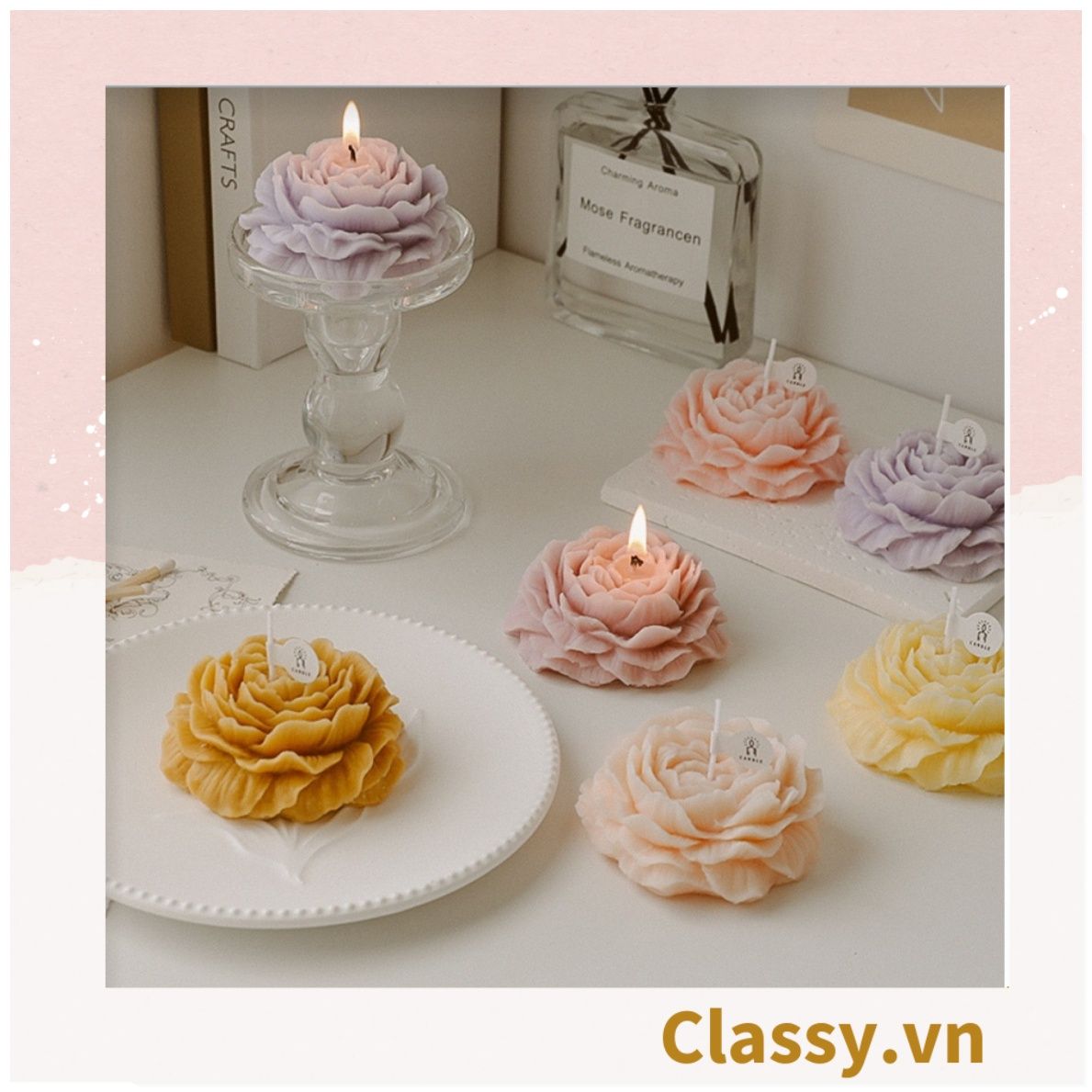 Nến thơm thư giãn nhiều kiểu dáng, phù hợp làm đồ decor phòng PK1250