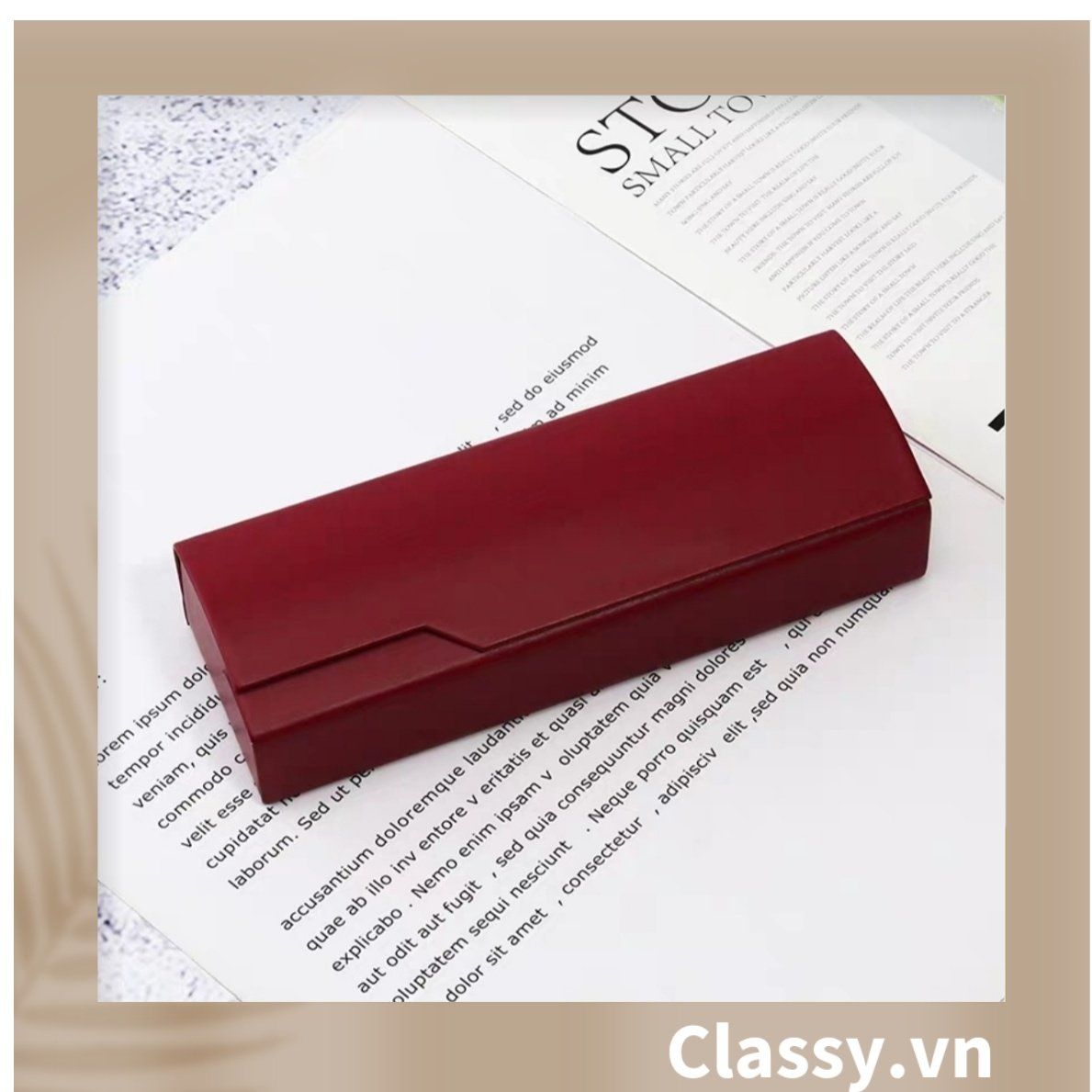 Hộp mắt kính vuông cao cấp màu vân gỗ, chống sốc, chống trầy xướt PK1257