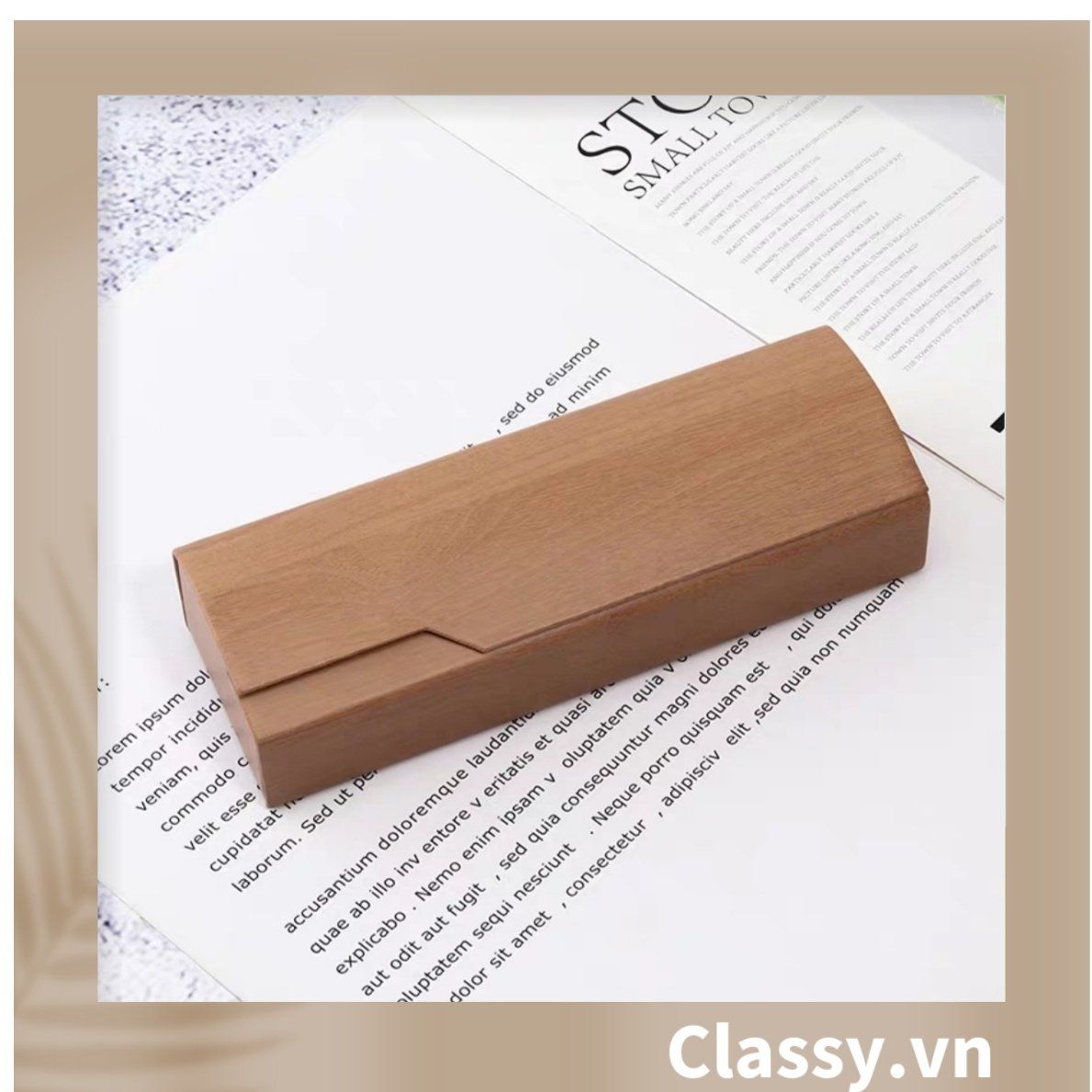 Hộp mắt kính vuông cao cấp màu vân gỗ, chống sốc, chống trầy xướt PK1257