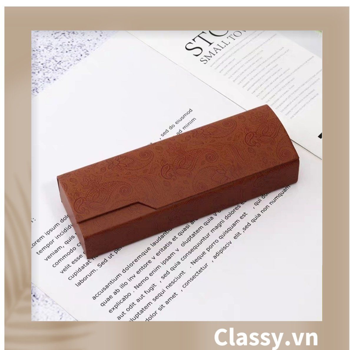 Hộp mắt kính vuông cao cấp màu vân gỗ, chống sốc, chống trầy xướt PK1257