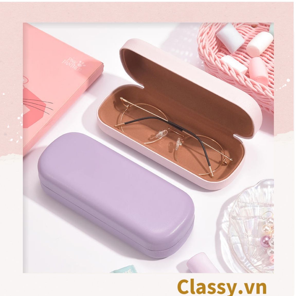 Hộp đựng mắt kính màu trơn, chống sốc, chống trầy xướt PK1263