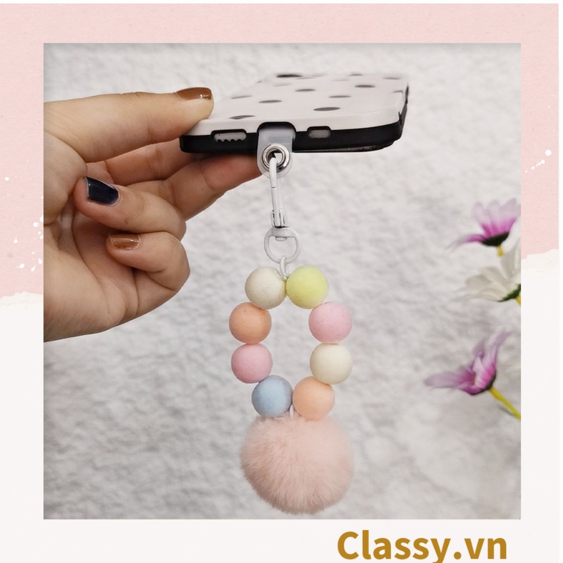 Classy Móc khóa chuỗi hạt nhựa nhiều màu, nhiều kích thước PK1268