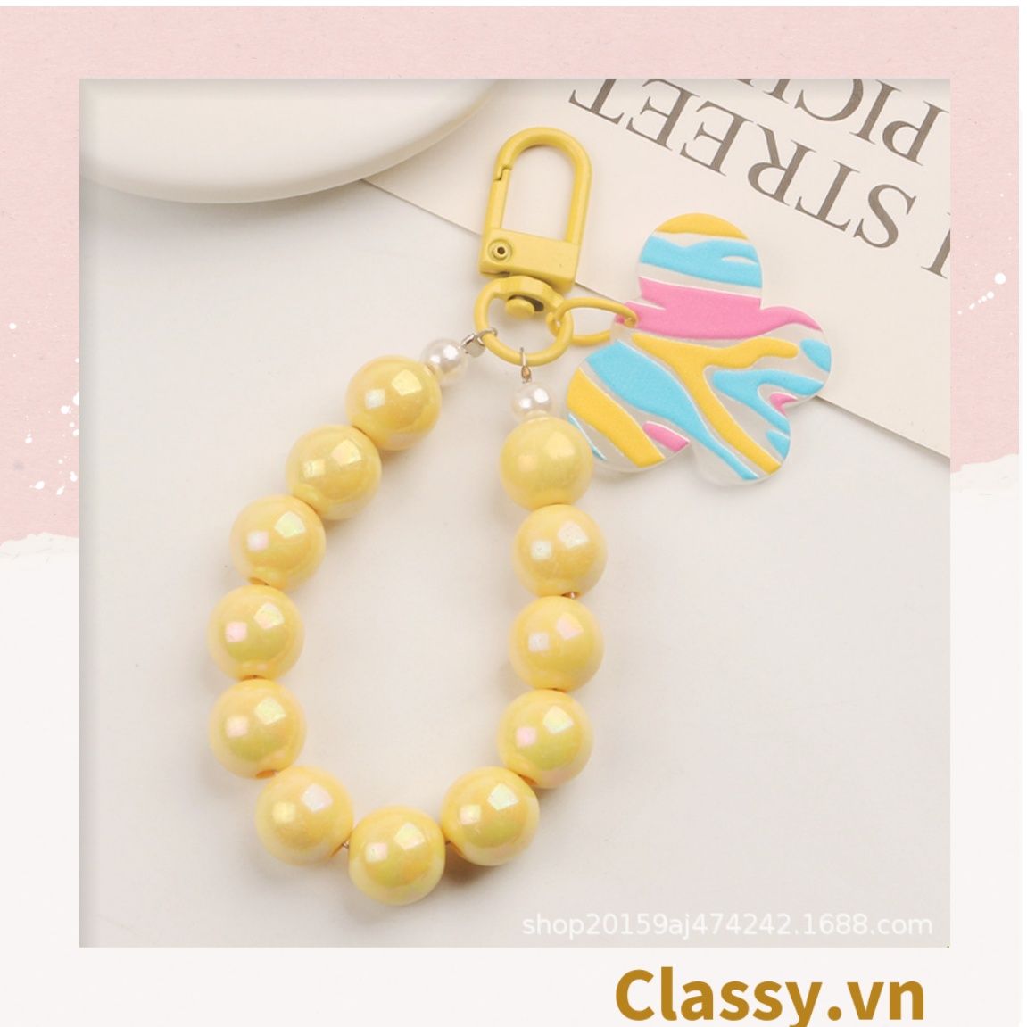 Classy Móc khóa chuỗi hạt nhựa nhiều màu, nhiều kích thước PK1268