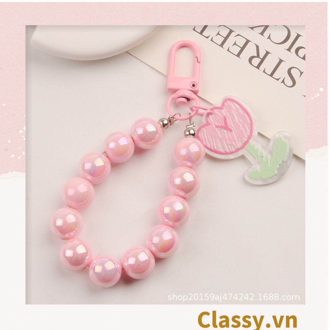Classy Móc khóa chuỗi hạt nhựa nhiều màu, nhiều kích thước PK1268