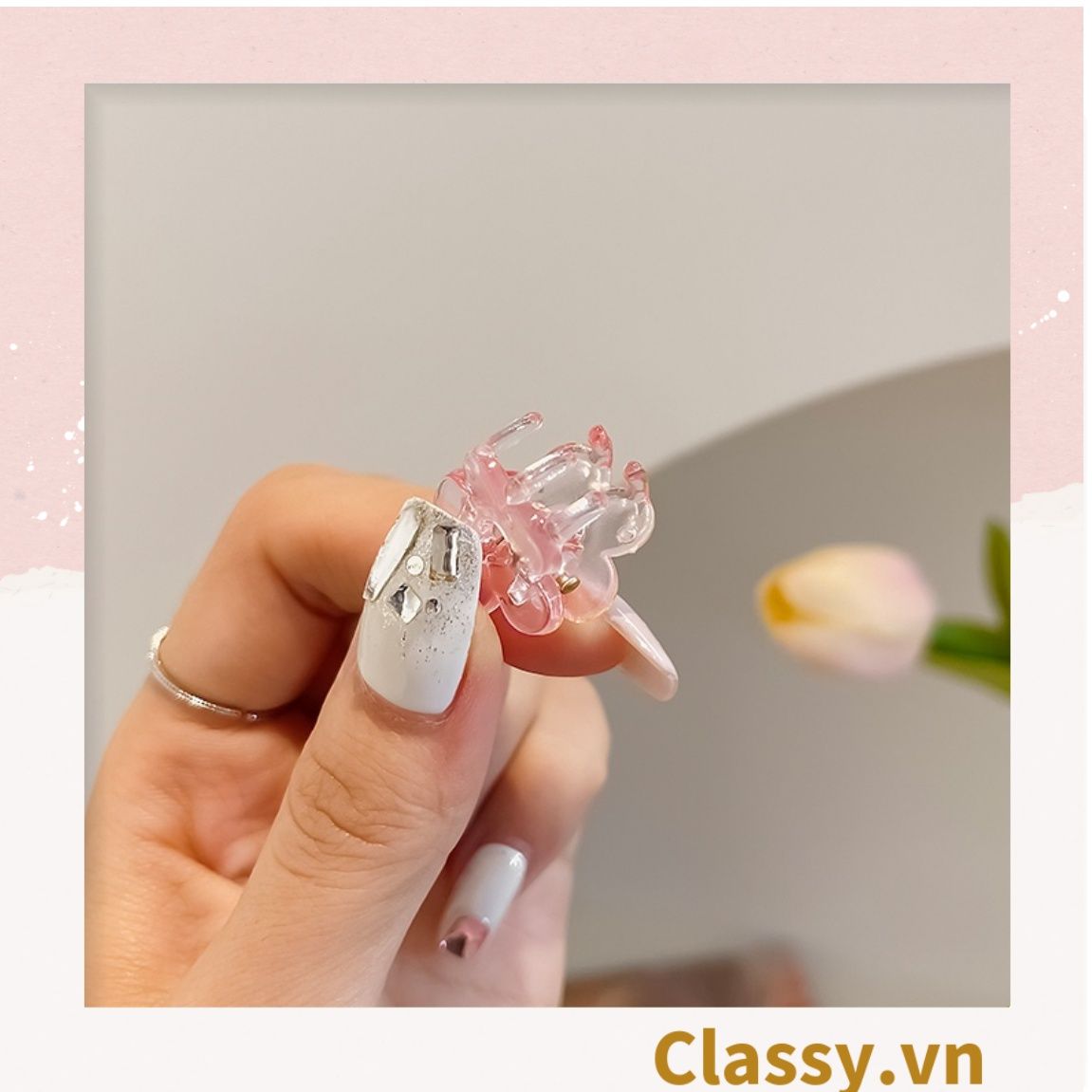 Hộp 16 chiếc Kẹp tóc càng cua cỡ nhỏ hình bông hoa nhiều màu PK1270