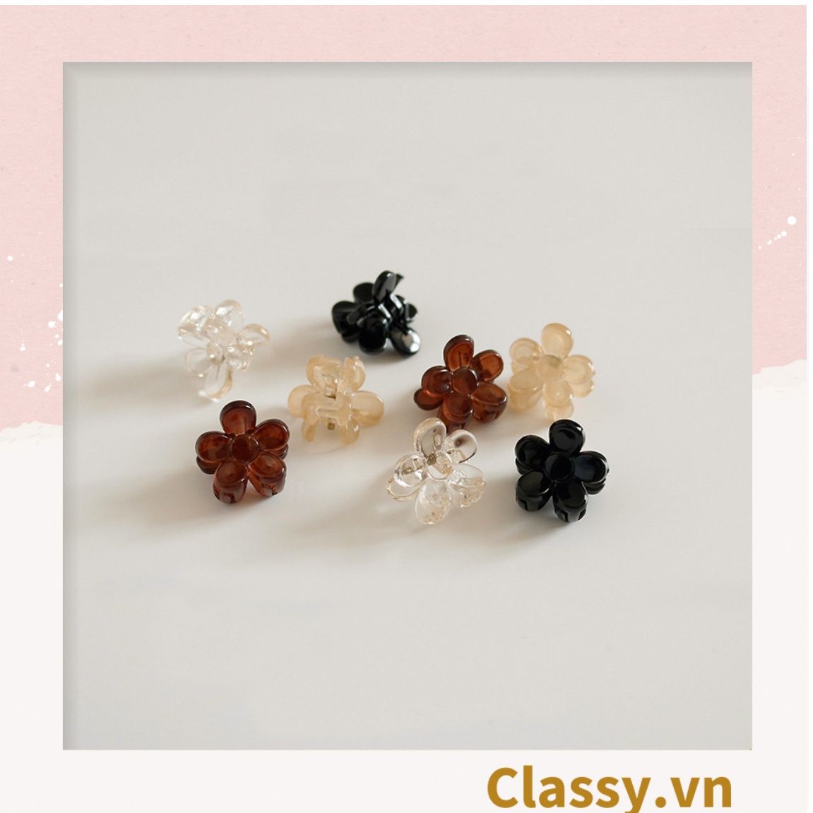 Hộp 16 chiếc Kẹp tóc càng cua cỡ nhỏ hình bông hoa nhiều màu PK1270