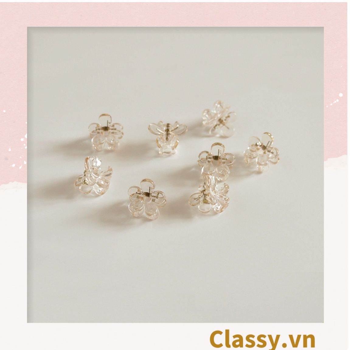 Hộp 16 chiếc Kẹp tóc càng cua cỡ nhỏ hình bông hoa nhiều màu PK1270
