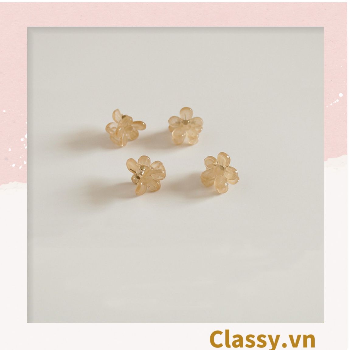 Hộp 16 chiếc Kẹp tóc càng cua cỡ nhỏ hình bông hoa nhiều màu PK1270