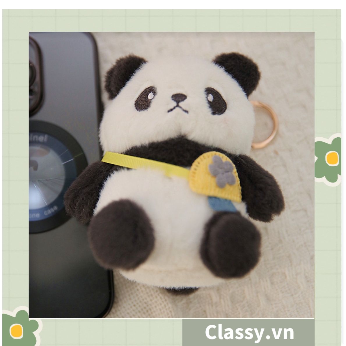 Móc khóa 3D hình gấu Panda sáng tạo chất liệu bông, treo móc khóa, túi xách nhiều hình ngộ nghĩnh PK1276