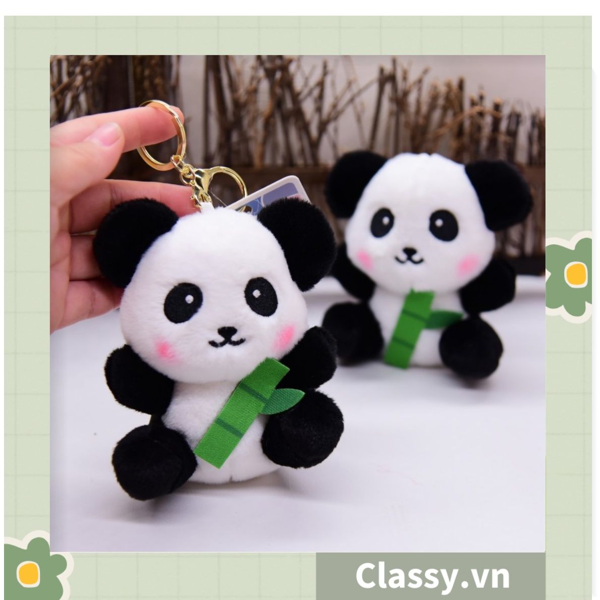 Móc khóa 3D hình gấu Panda sáng tạo chất liệu bông, treo móc khóa, túi xách nhiều hình ngộ nghĩnh PK1276