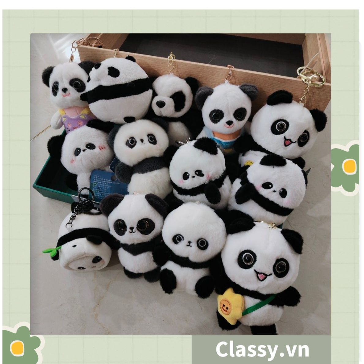 Móc khóa 3D hình gấu Panda sáng tạo chất liệu bông, treo móc khóa, túi xách nhiều hình ngộ nghĩnh PK1276