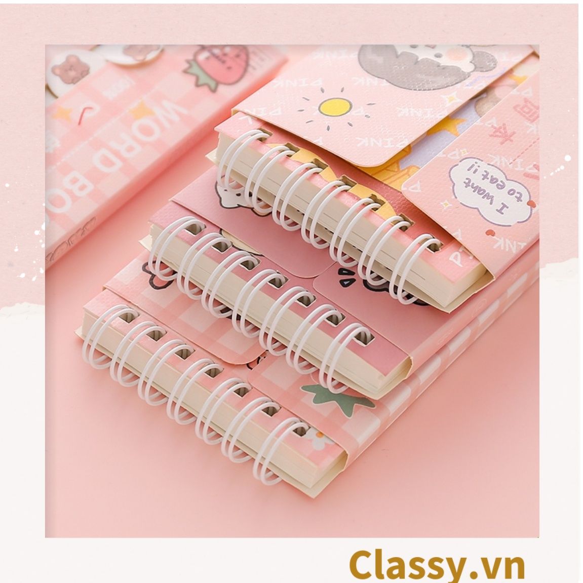  Classy Sổ từ vựng Sổ tay mini, sổ kẻ ngang, kích thước 7.5x13CM họa tiết ngẫu nhiên PK1278 