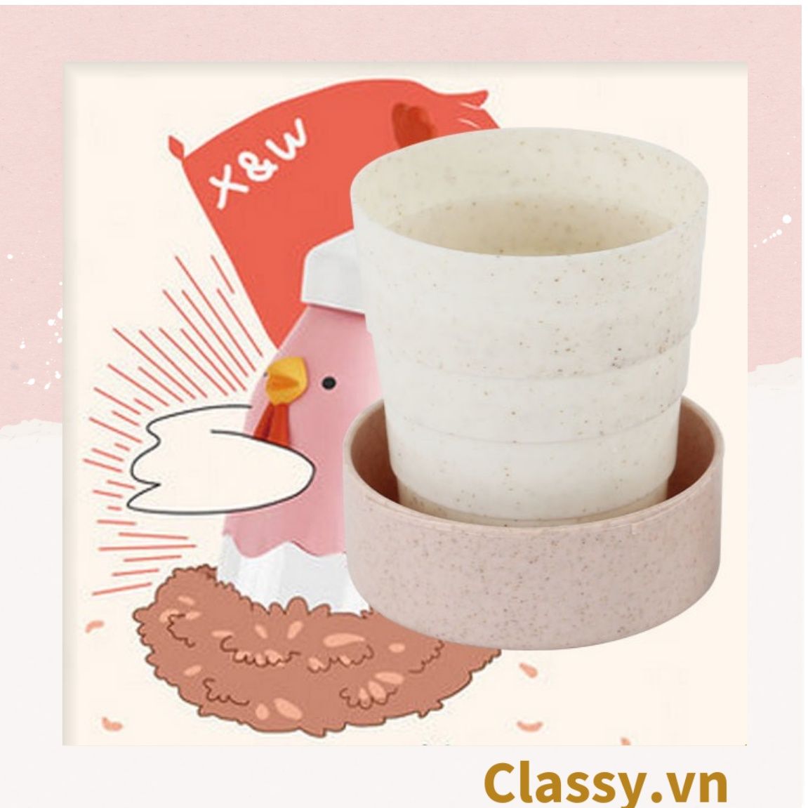 Ly nước ngũ cốc gấp gọn nhiều màu, tiện lợi mang theo khi du lịch, đi chơi, đi học PK1280