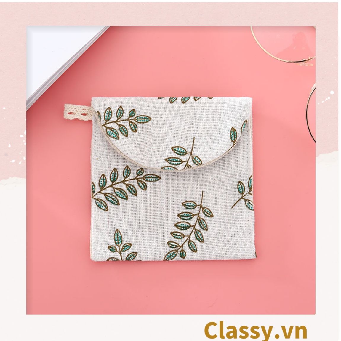 Túi vải cầm tay mini kích cỡ 13CM, nhiều màu nhiều họa tiết đựng phụ kiện PK1288