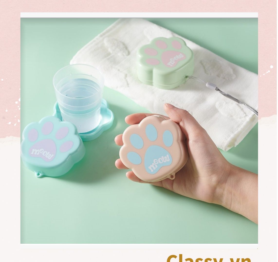 Ly nước gấp gọn nhiều màu hình chân mèo, tiện lợi mang theo khi du lịch, đi chơi, đi học PK1293