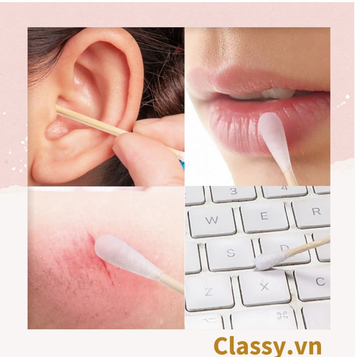 Túi 30 chiếc bông tăm thân gỗ, dùng ngoáy tay, trang điểm, vệ sinh cá nhân PK1294