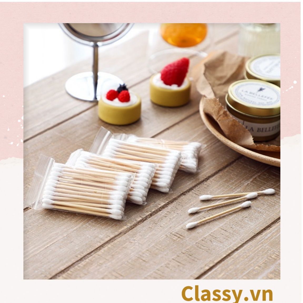 Túi 30 chiếc bông tăm thân gỗ, dùng ngoáy tay, trang điểm, vệ sinh cá nhân PK1294