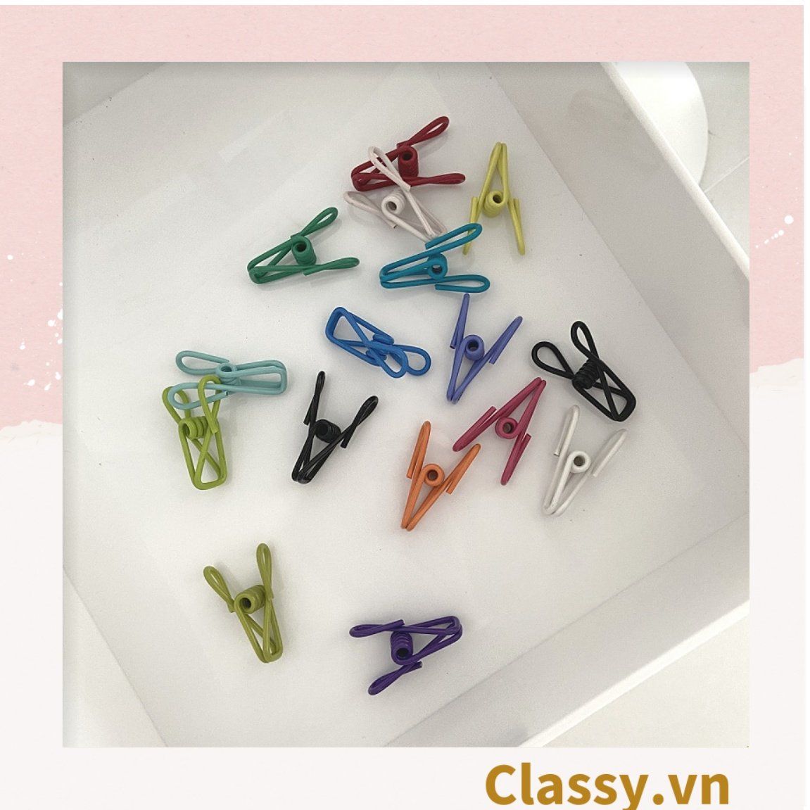 Kẹp quần áo thép không gỉ đa năng nhiều màu kích thước 5.5CM PK1296