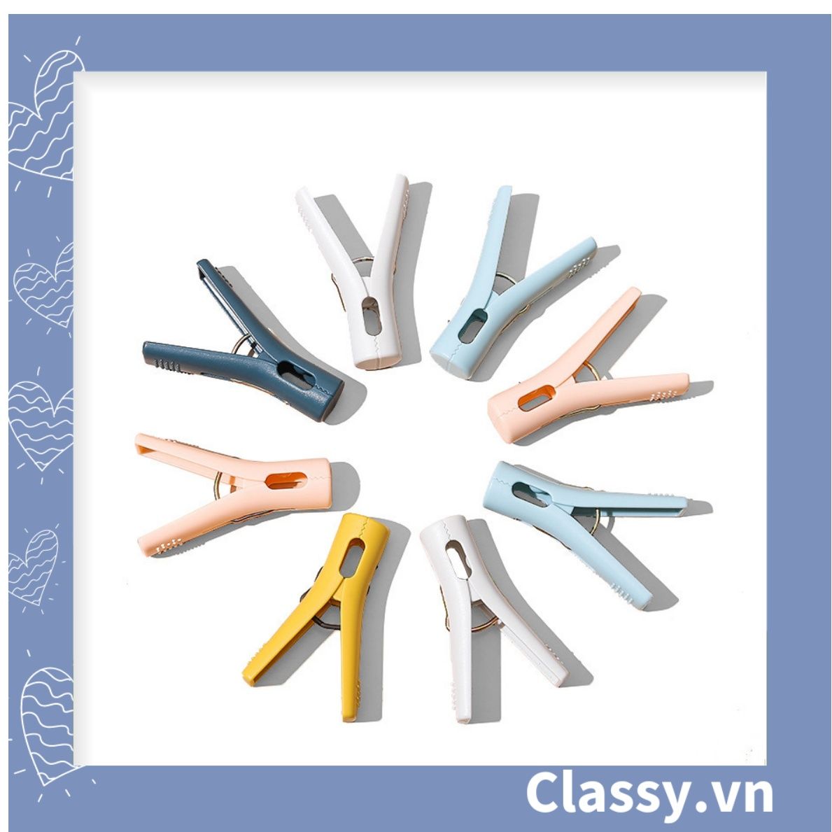 10 chiếc Kẹp quần áo thép nhựa ABS đa năng nhiều màu kích thước 6CM PK1297