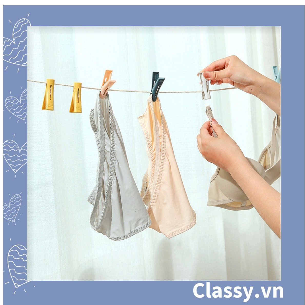 10 chiếc Kẹp quần áo thép nhựa ABS đa năng nhiều màu kích thước 6CM PK1297