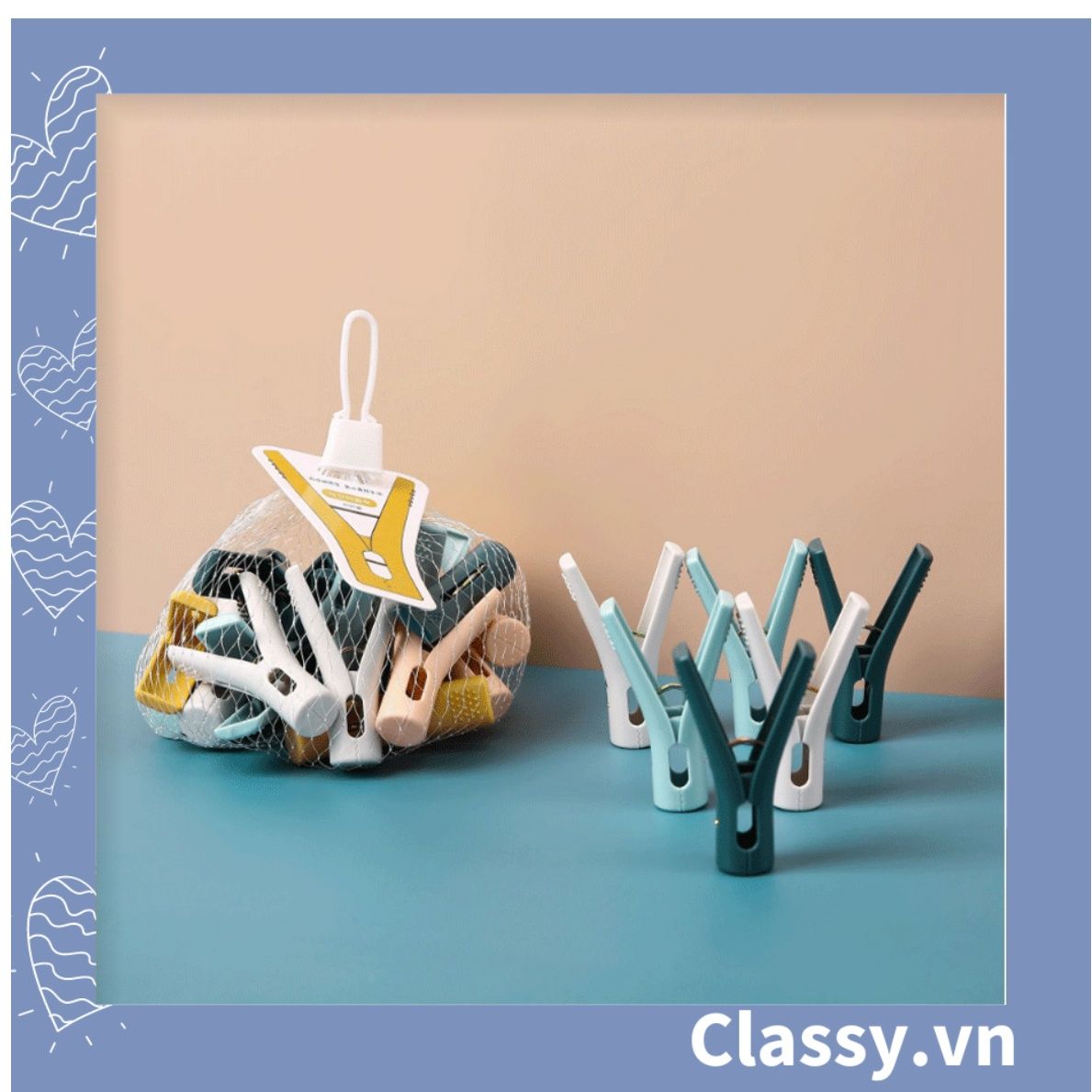10 chiếc Kẹp quần áo thép nhựa ABS đa năng nhiều màu kích thước 6CM PK1297