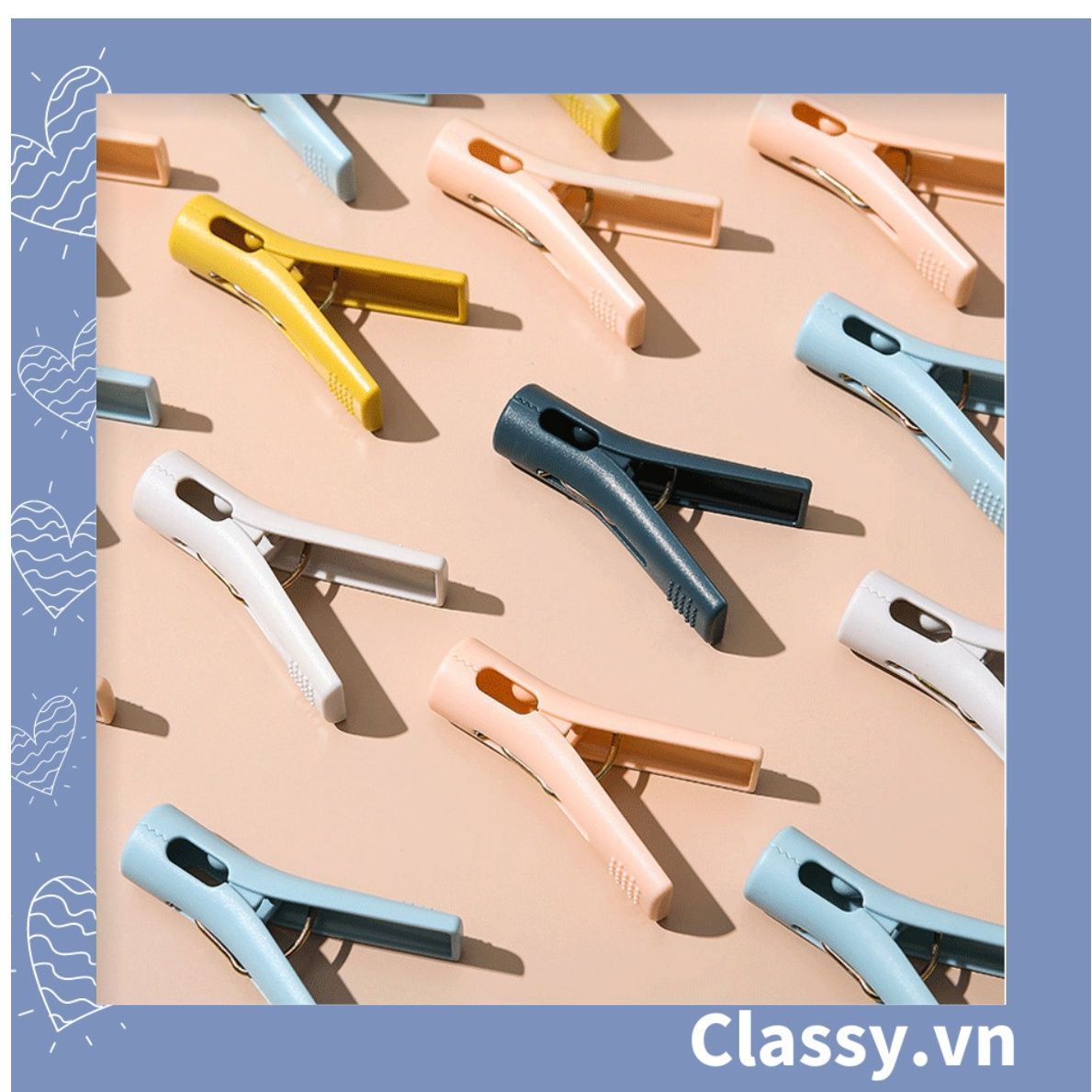 10 chiếc Kẹp quần áo thép nhựa ABS đa năng nhiều màu kích thước 6CM PK1297