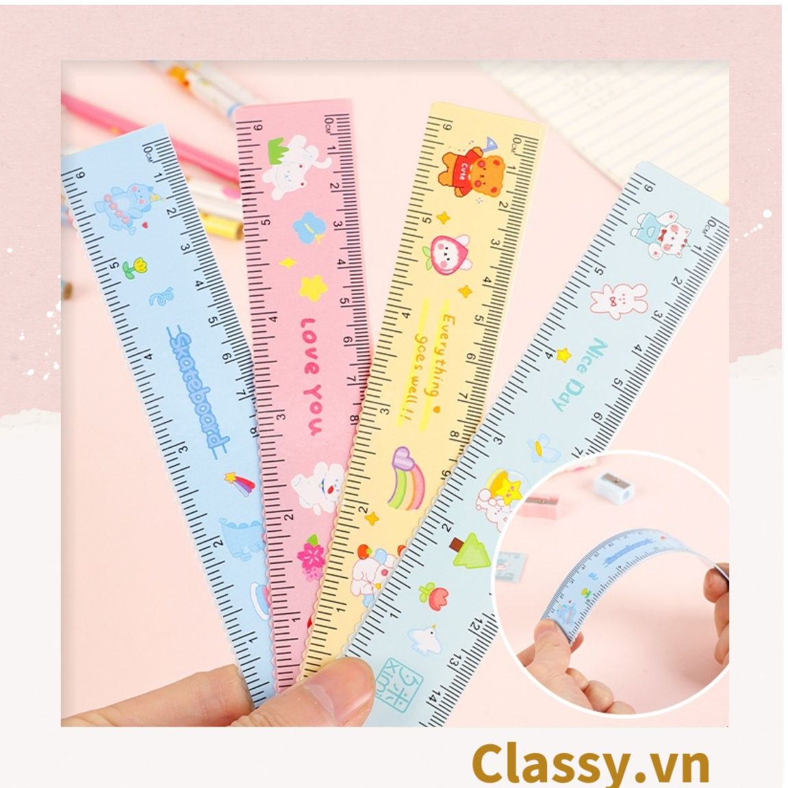 Bộ 5 dụng cụ học tập tiện lợi, quà tặng học sinh dễ thương nhiều màu lựa chọn PK1317