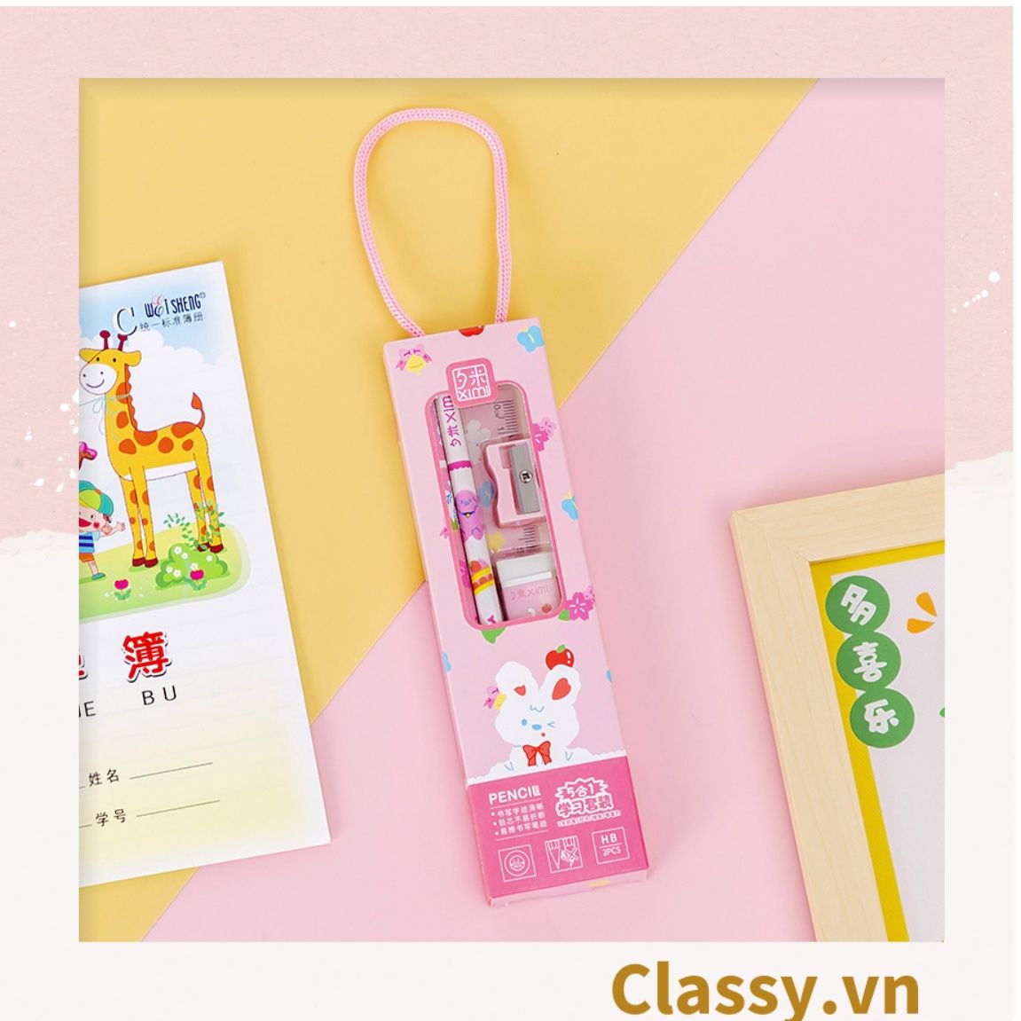 Bộ 5 dụng cụ học tập tiện lợi, quà tặng học sinh dễ thương nhiều màu lựa chọn PK1317