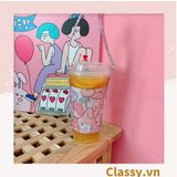  Classy Cup Holder vải bọc ly cốc vải canvas đựng ly giữ nhiệt, bình nước có quai xách nhiều họa tiết ngộ nghĩnh PK1324 