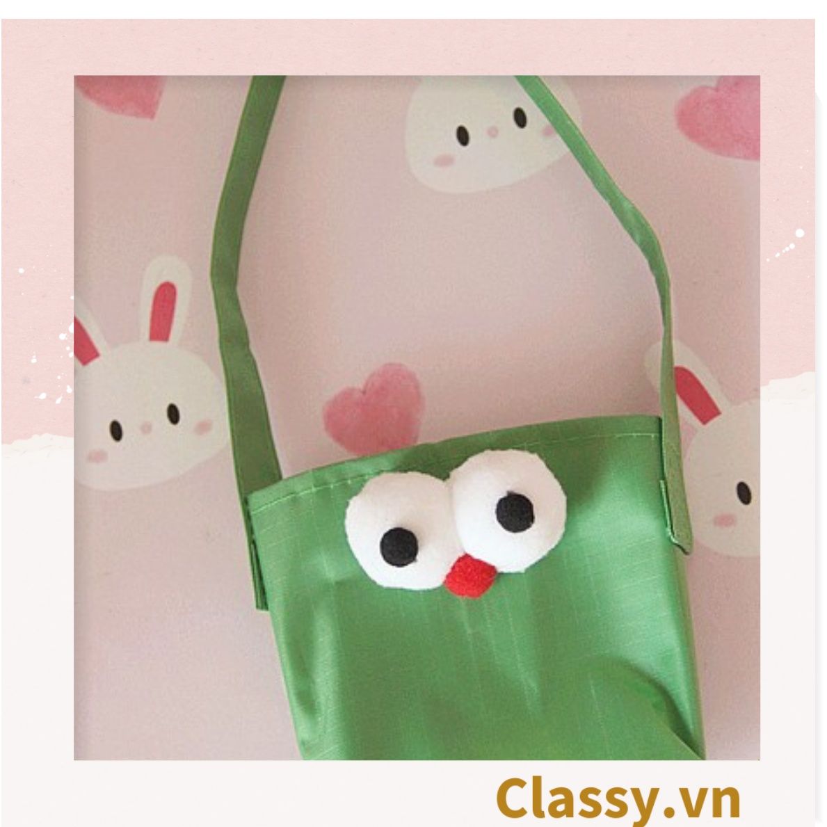 Cup Holder vải bọc ly cốc vải canvas đựng ly giữ nhiệt, bình nước có quai xách hình đôi mắt to PK1324
