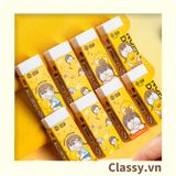  Gôm tẩy bút chì hình chữ nhật, màu vàng họa tiết chibi dùng cho học sinh, sinh viên PK1329 